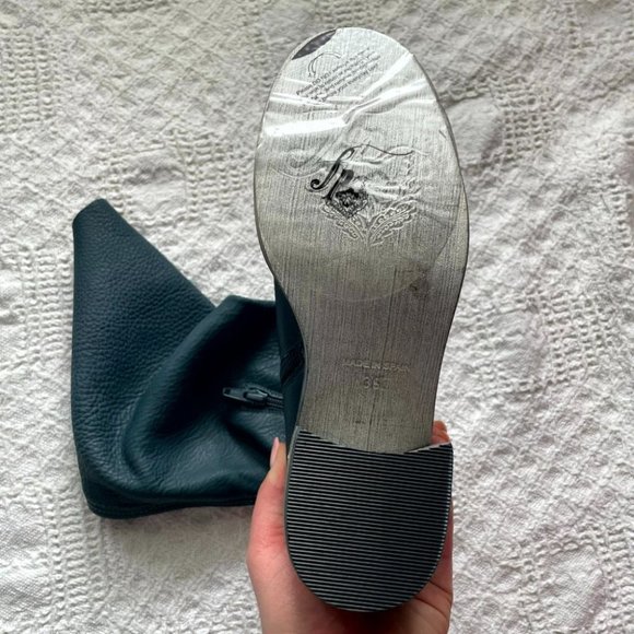 Free People Tall Slouch Boots Black Distressed Leather Block Heels 36 - Picture 8 of 9